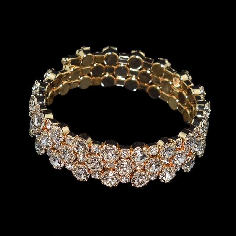 Mehrreihige verstellbare Armreifen mit Strasssteinen