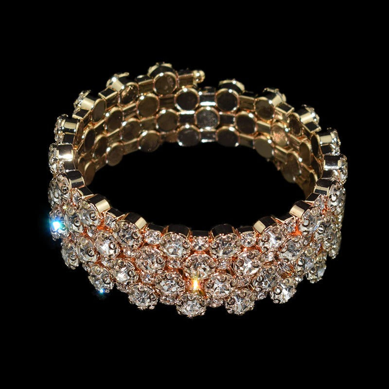 Mehrreihige verstellbare Armreifen mit Strasssteinen