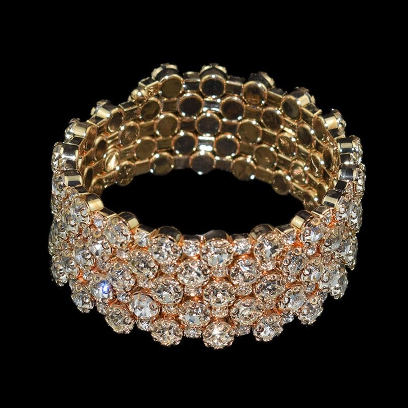 Mehrreihige verstellbare Armreifen mit Strasssteinen