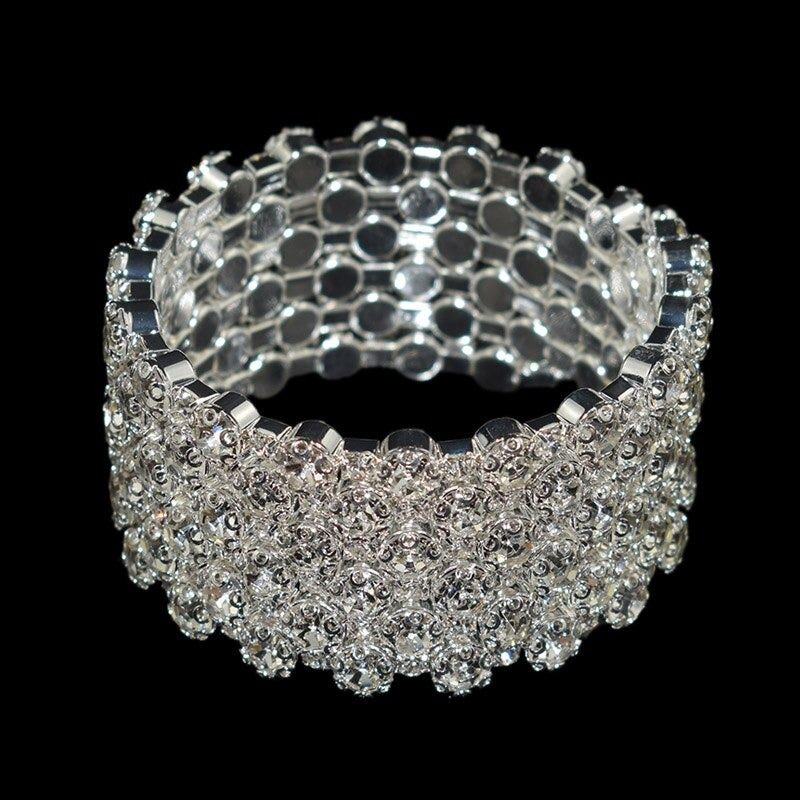 Mehrreihige verstellbare Armreifen mit Strasssteinen