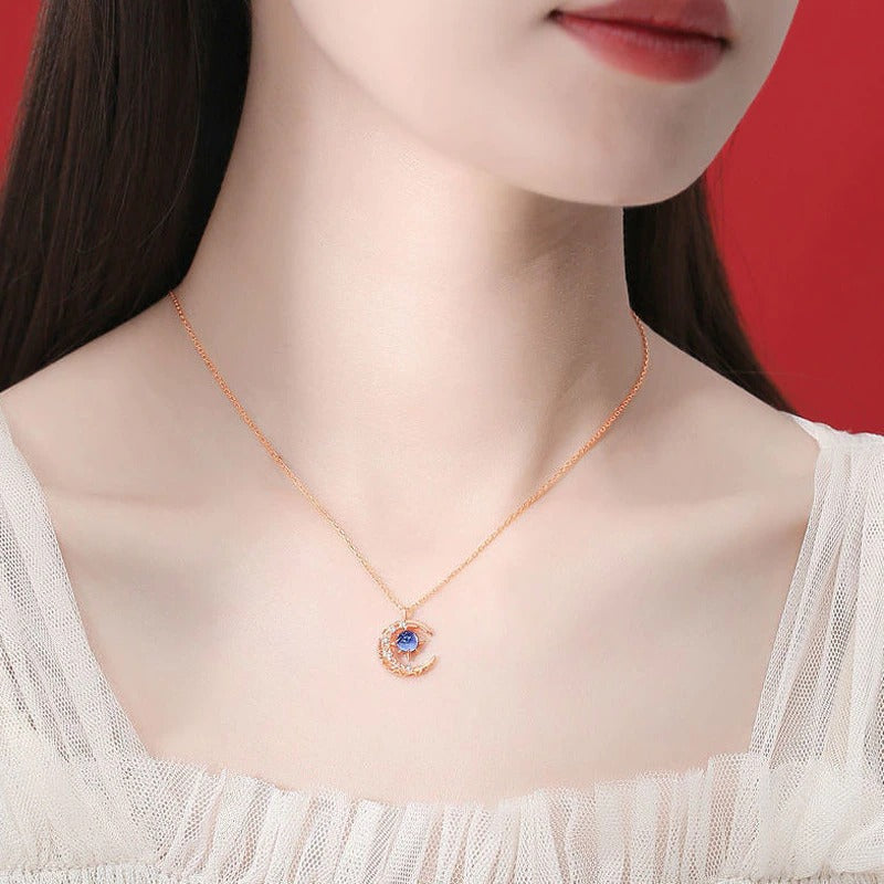 Mystische Strass-Halsketten mit Mond- und Sternanhänger