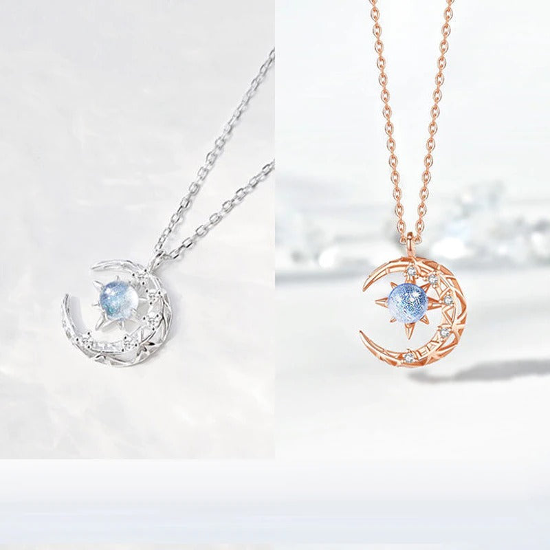 Mystische Strass-Halsketten mit Mond- und Sternanhänger