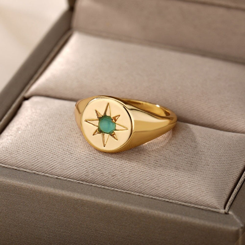 Mythische schimmernde Sonnen- und Blumenringe aus Mondstein