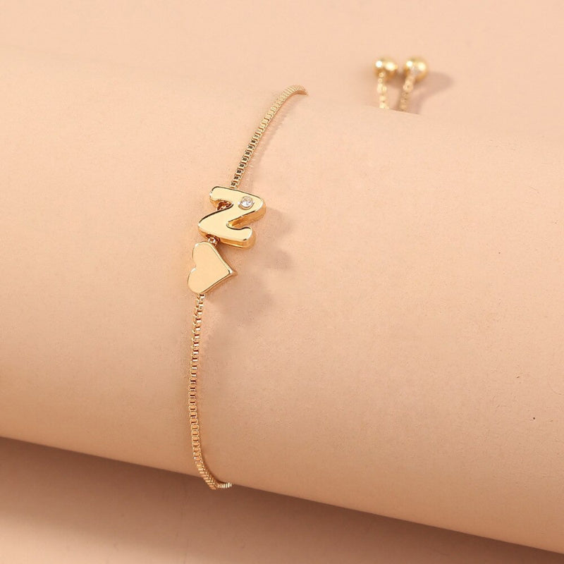 Personalisierte Liebesherz-Anfangsbuchstaben-Armbänder von A-Z