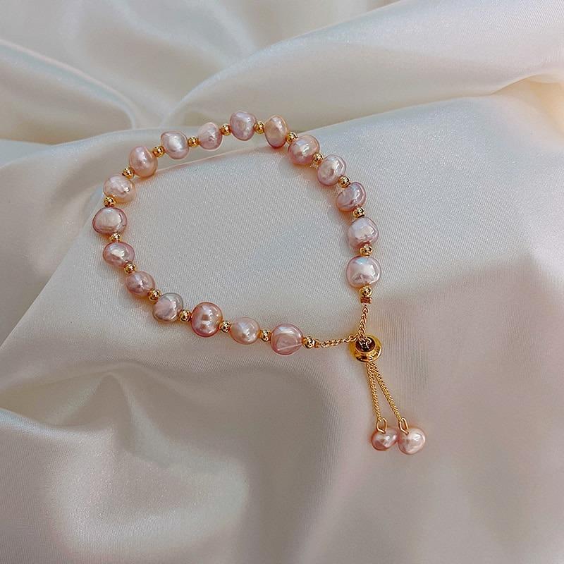 Verstellbares Armband aus natürlichen Barockperlen