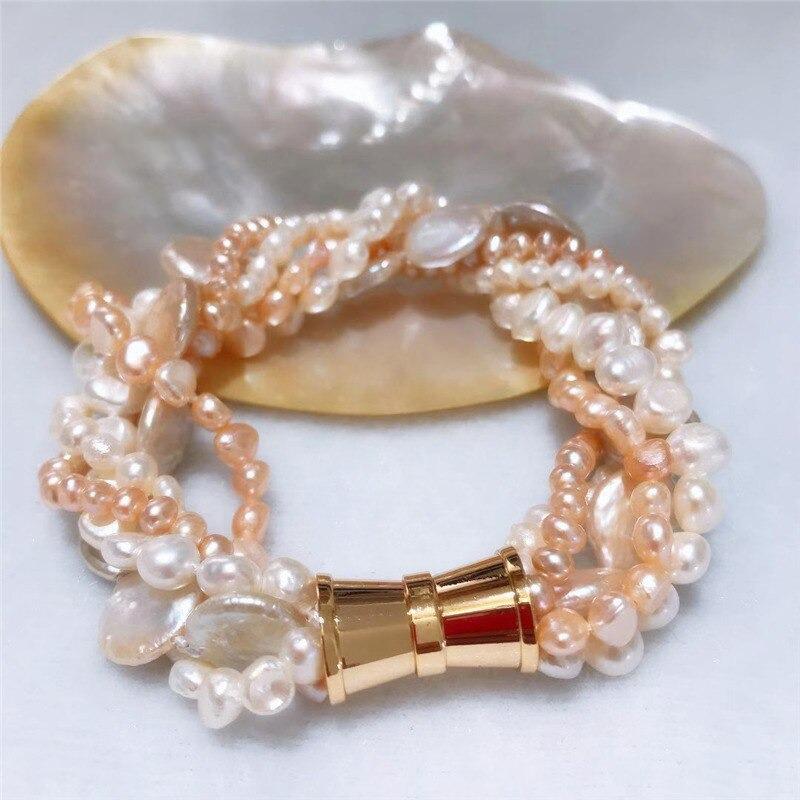 Natürliche Süßwasser-Akzent-Armbänder mit gedrehten Perlen