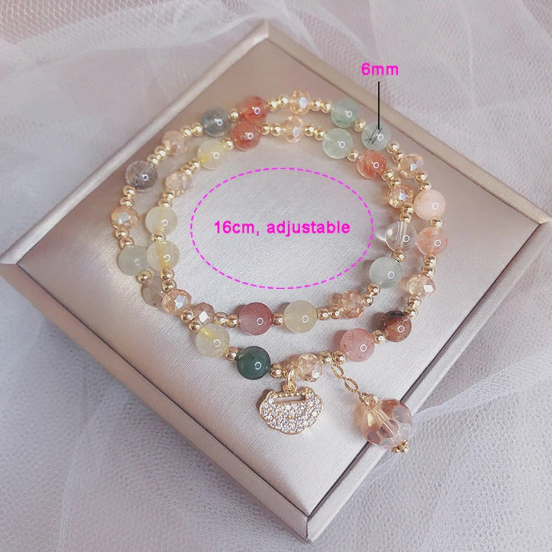 Wickelarmbänder mit Naturstein-Anhänger und mehreren Perlen