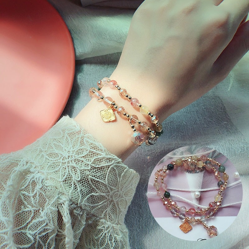 Wickelarmbänder mit Naturstein-Anhänger und mehreren Perlen