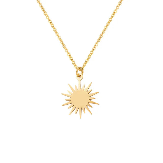 Goldene Halskette mit Sonnenanhänger – Eleganter Sunburst, himmlischer Starburst-Schmuck