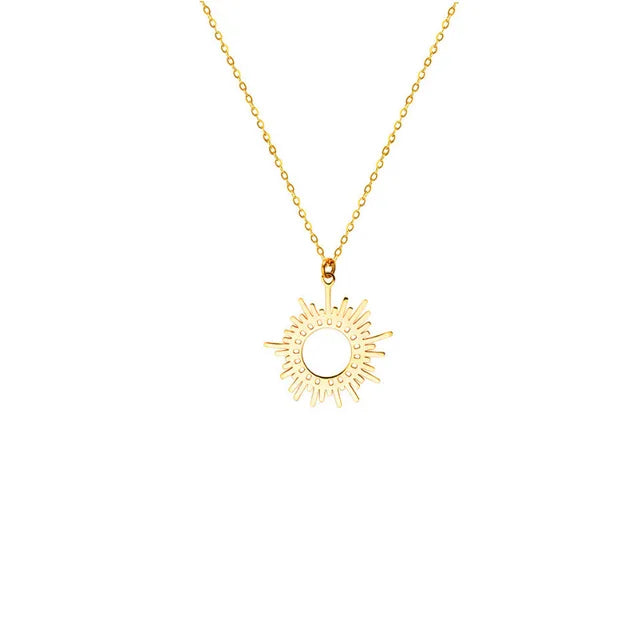 Goldene Halskette mit Sonnenanhänger – Eleganter Sunburst, himmlischer Starburst-Schmuck