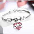 Krankenschwester-Armband mit Kristall-Anhänger „Love and Heart“