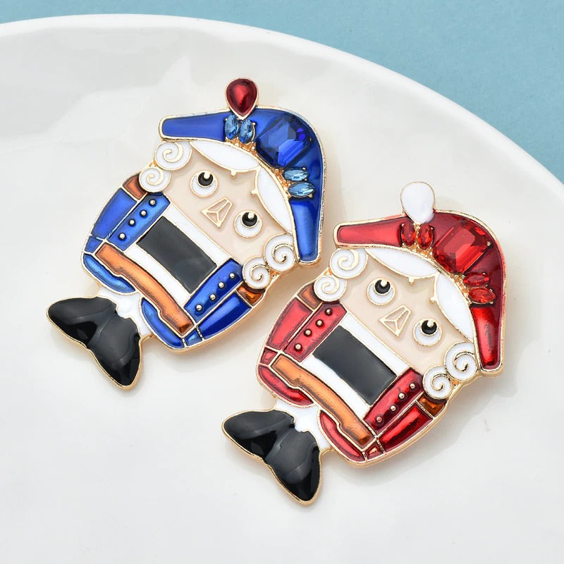 Nussknacker Figur Emaille Weihnachten Brosche Pins