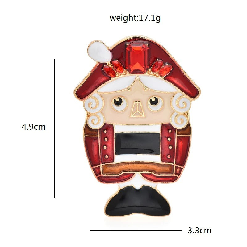 Nussknacker Figur Emaille Weihnachten Brosche Pins