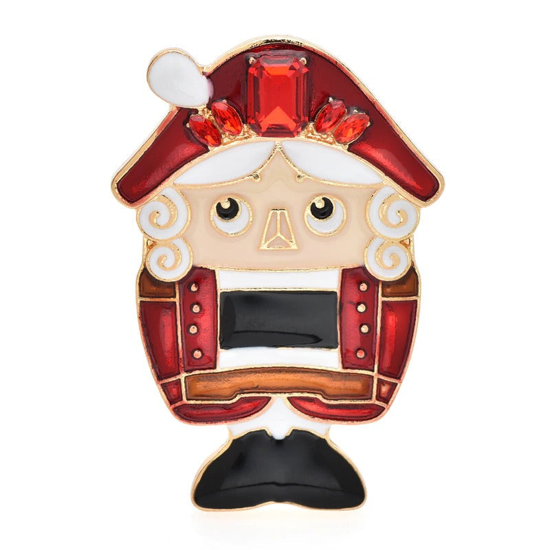Nussknacker Figur Emaille Weihnachten Brosche Pins