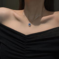 Ozeanblaue Halsketten mit Herzanhänger und Strasssteinen