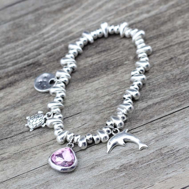 Ocean Series Delfin und Schildkröte mit Strass-Charm-Armbändern