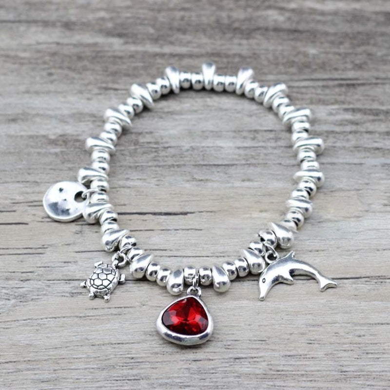 Ocean Series Delfin und Schildkröte mit Strass-Charm-Armbändern
