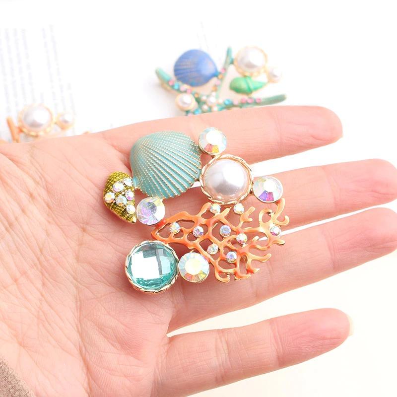 Seesterne und Muscheln Broschennadeln der Ozean-Serie