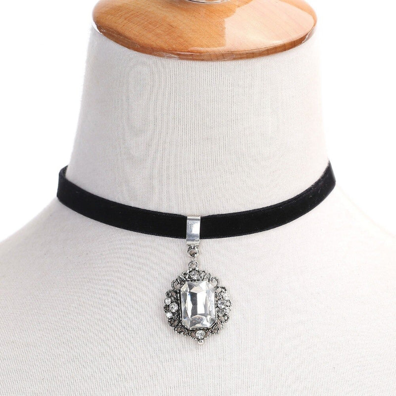 Trendy Fashion Statement Quadratische Form Strass Choker Halsketten