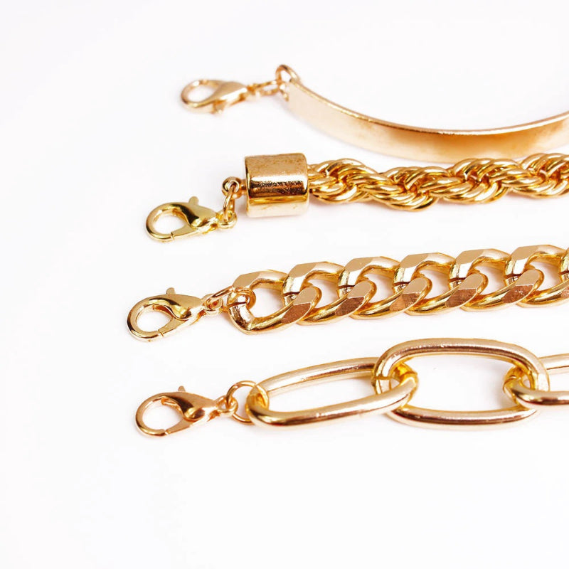Trendy Punk Fashion Mehrschichtiges Armbandset mit dicker Kette