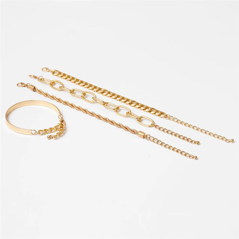 Trendy Punk Fashion Mehrschichtiges Armbandset mit dicker Kette