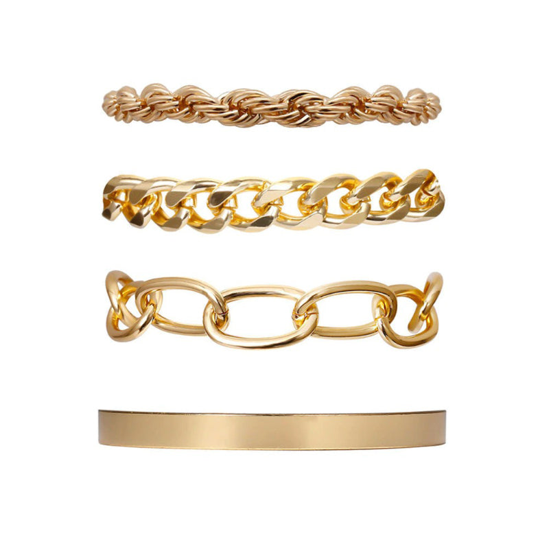 Trendy Punk Fashion Mehrschichtiges Armbandset mit dicker Kette