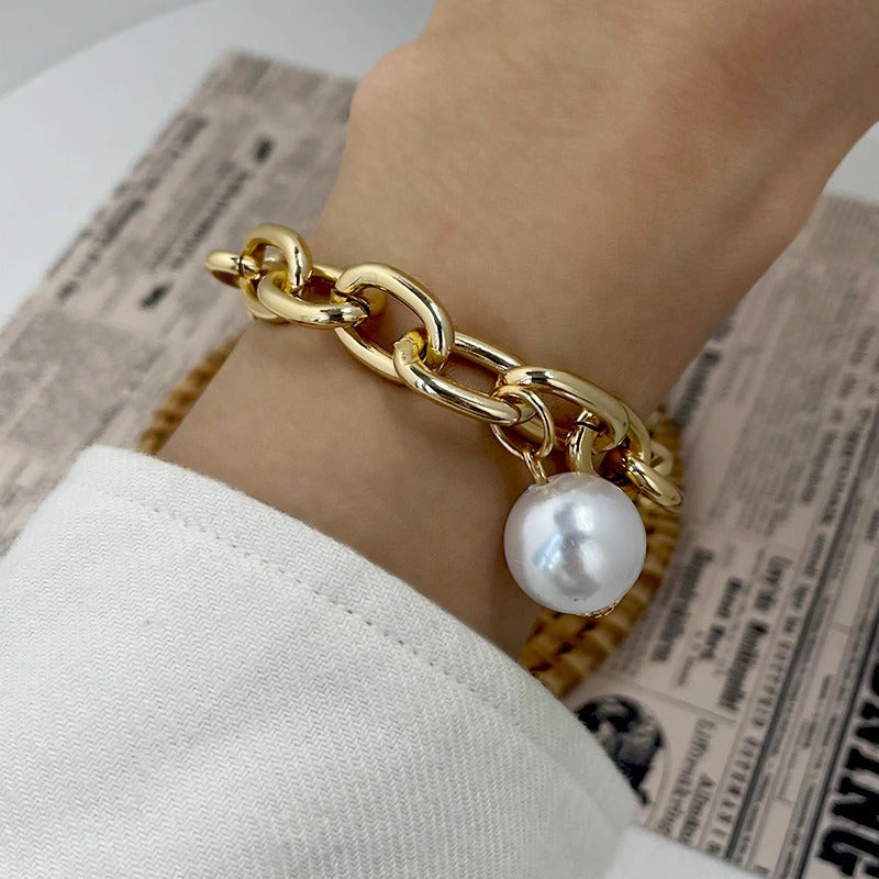 Trendy Punk Fashion Mehrschichtiges Armbandset mit dicker Kette