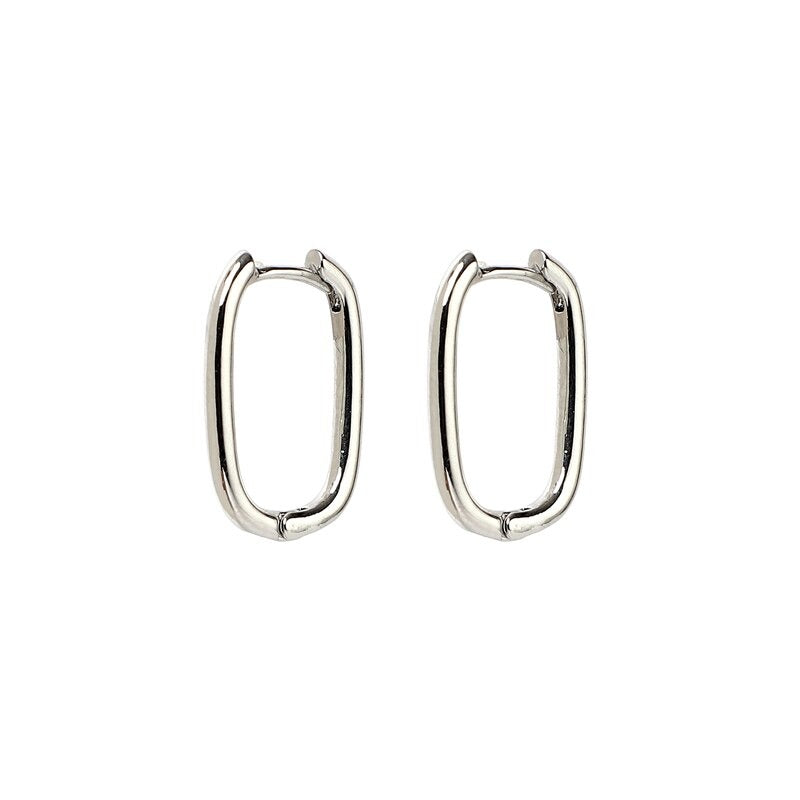 Einseitig mit Zirkonia besetzte, doppelte, ovale, geometrische Creolen