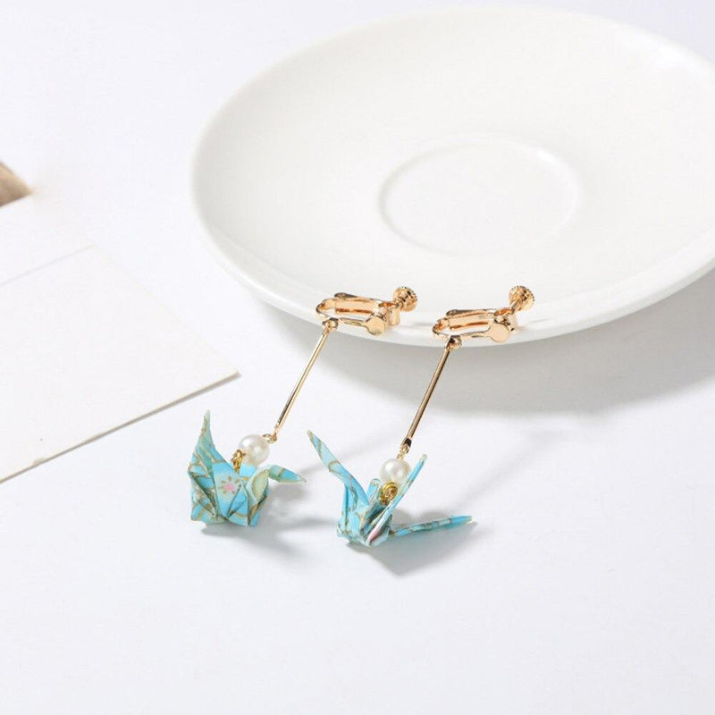 Einzigartige Origami-Ohrringe mit Papierkranichen