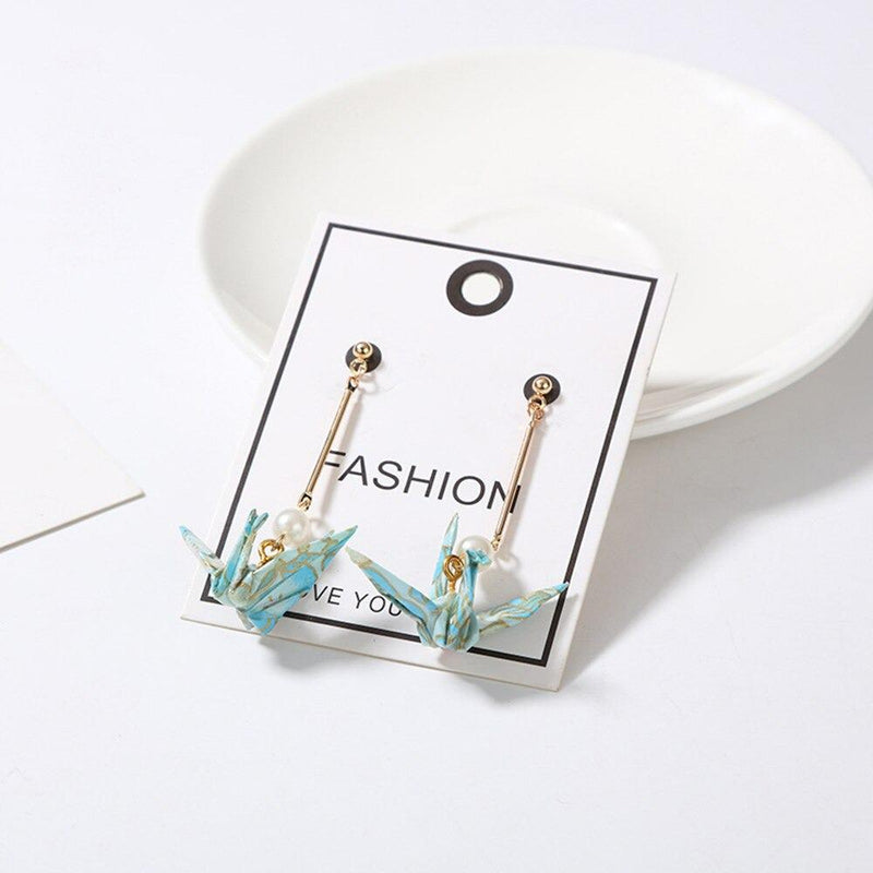 Einzigartige Origami-Ohrringe mit Papierkranichen