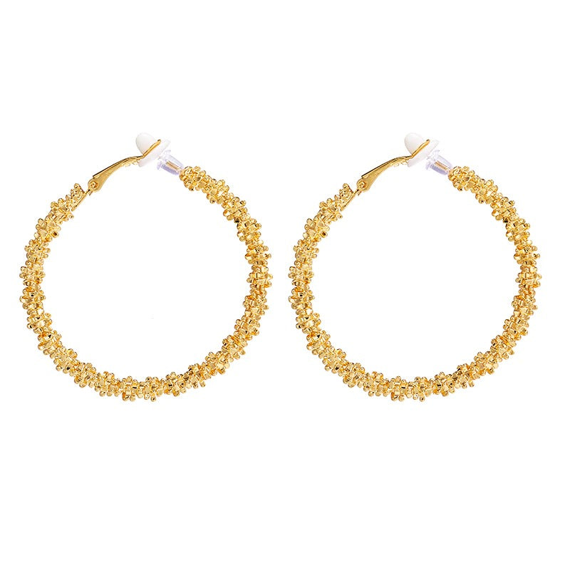 Übergroße, luxuriöse, runde Creolen-Ohrclips