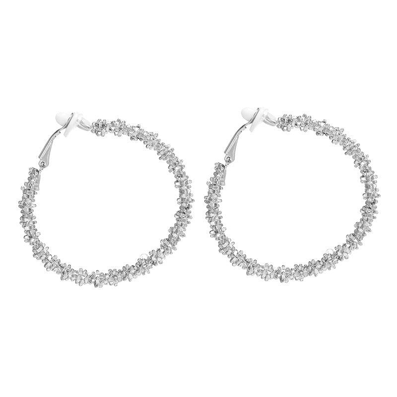 Übergroße, luxuriöse, runde Creolen-Ohrclips