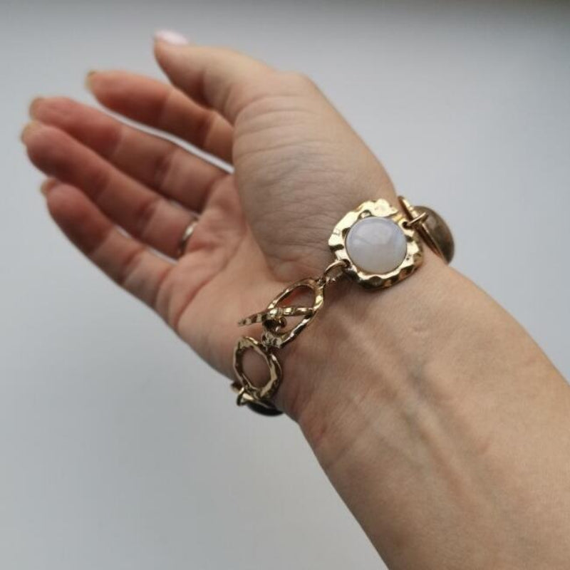 Übergroße Vintage-Armbänder aus mehrfarbigen geometrischen Erdsteinen