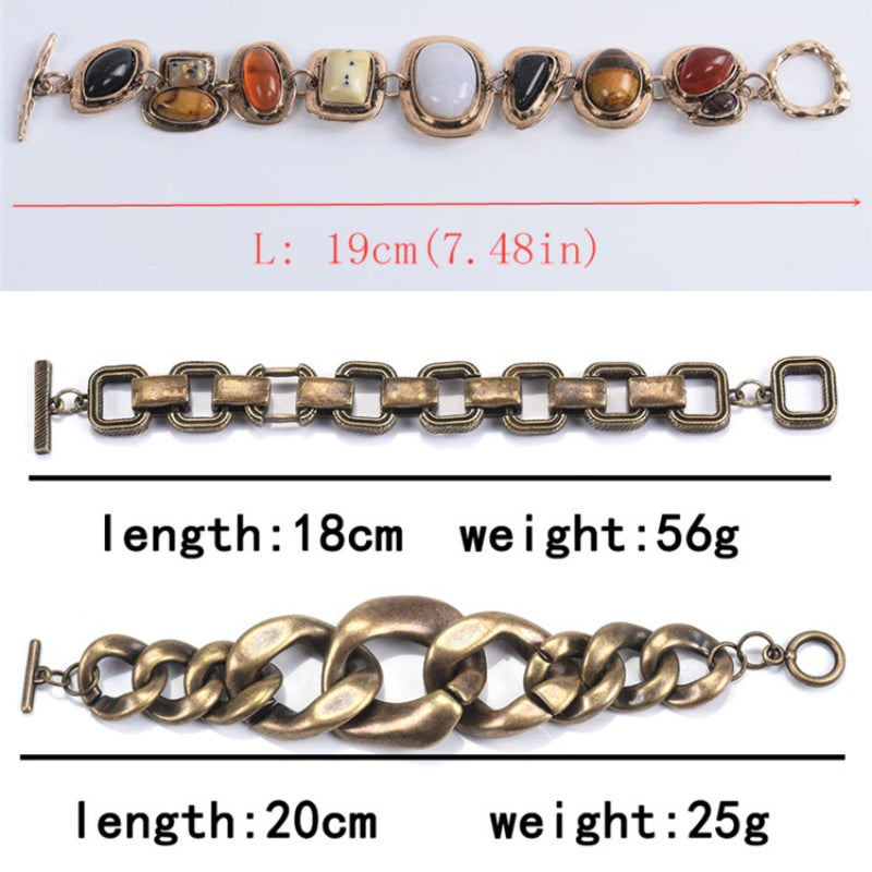 Übergroße Vintage-Armbänder aus mehrfarbigen geometrischen Erdsteinen