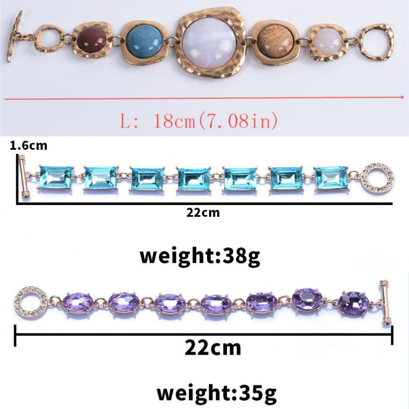 Übergroße Vintage-Armbänder aus mehrfarbigen geometrischen Erdsteinen