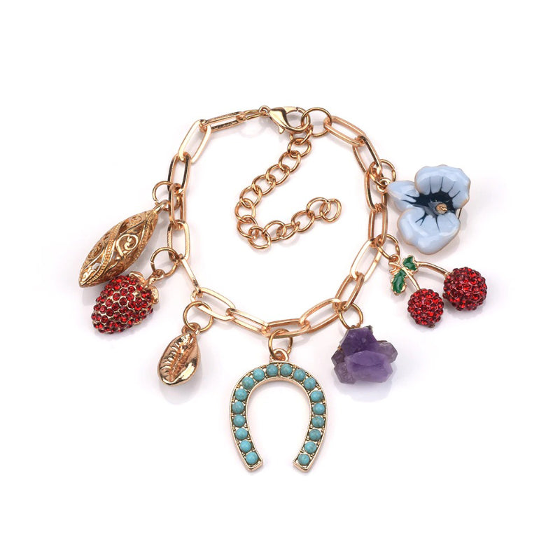 Übergroße Vintage-Armbänder aus mehrfarbigen geometrischen Erdsteinen