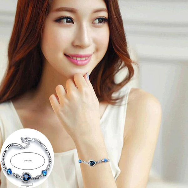 Leidenschaftliche Armreifen mit Herz-Strass in Ozeanblau