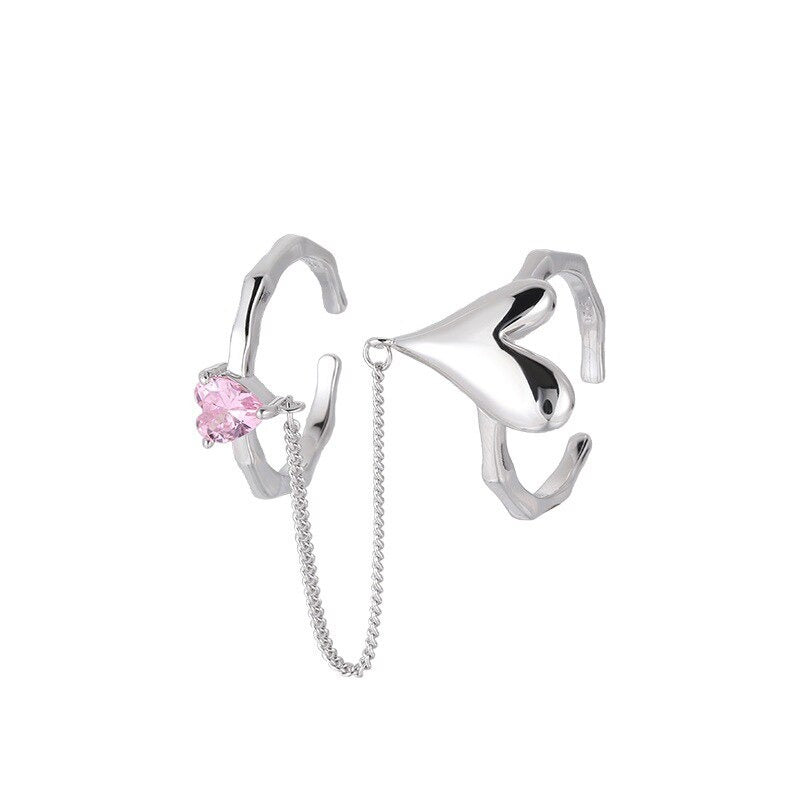 Leidenschaftliche Zirkon Liebe Herz Kette Quaste Ringe