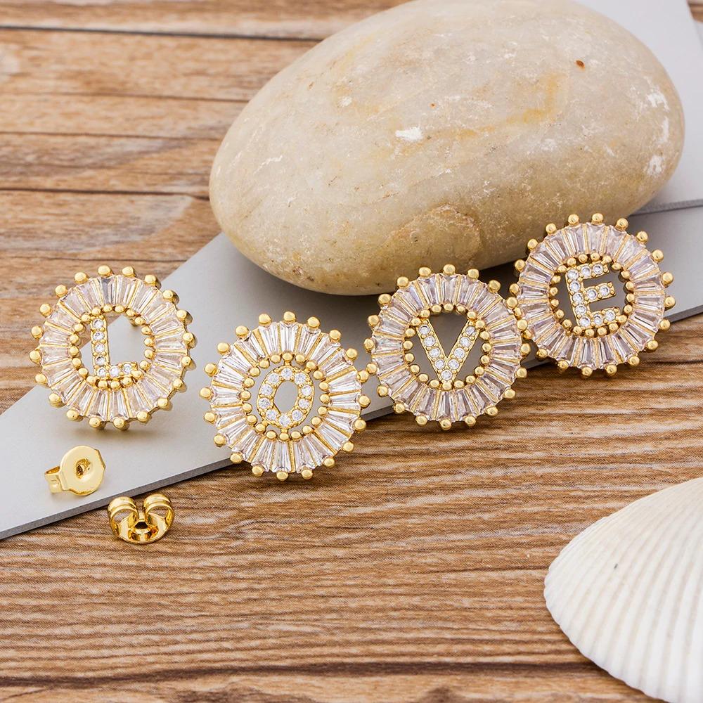 Personalisierte A-Z Buchstaben Initialen Strass Ohrringe