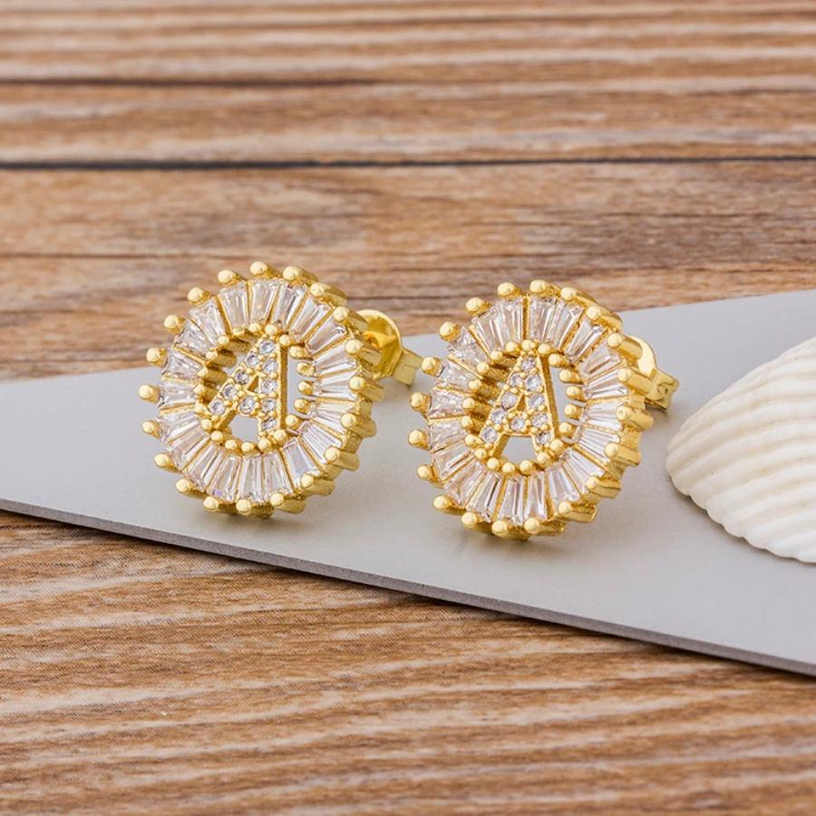 Personalisierte A-Z Buchstaben Initialen Strass Ohrringe