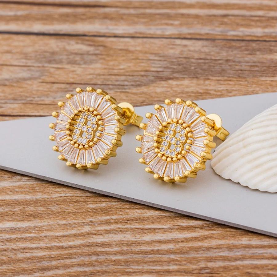 Personalisierte A-Z Buchstaben Initialen Strass Ohrringe