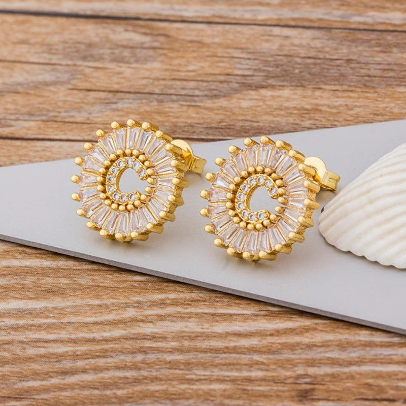 Personalisierte A-Z Buchstaben Initialen Strass Ohrringe