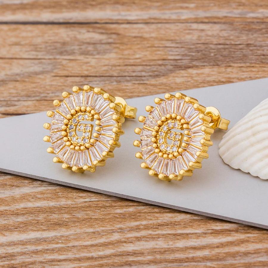 Personalisierte A-Z Buchstaben Initialen Strass Ohrringe