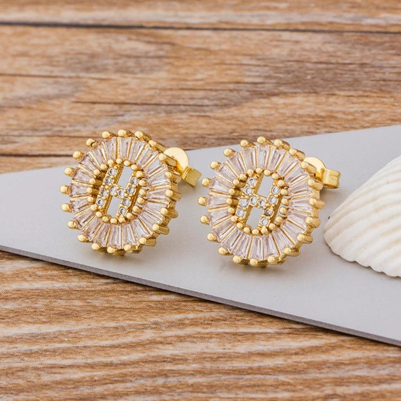 Personalisierte A-Z Buchstaben Initialen Strass Ohrringe