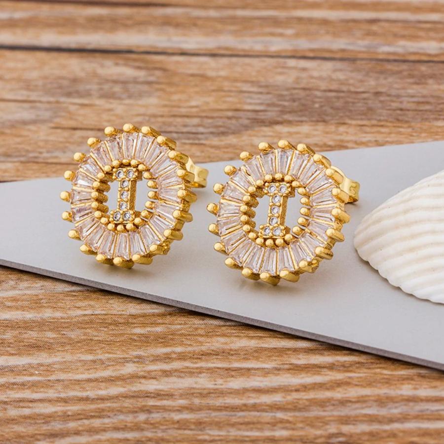 Personalisierte A-Z Buchstaben Initialen Strass Ohrringe