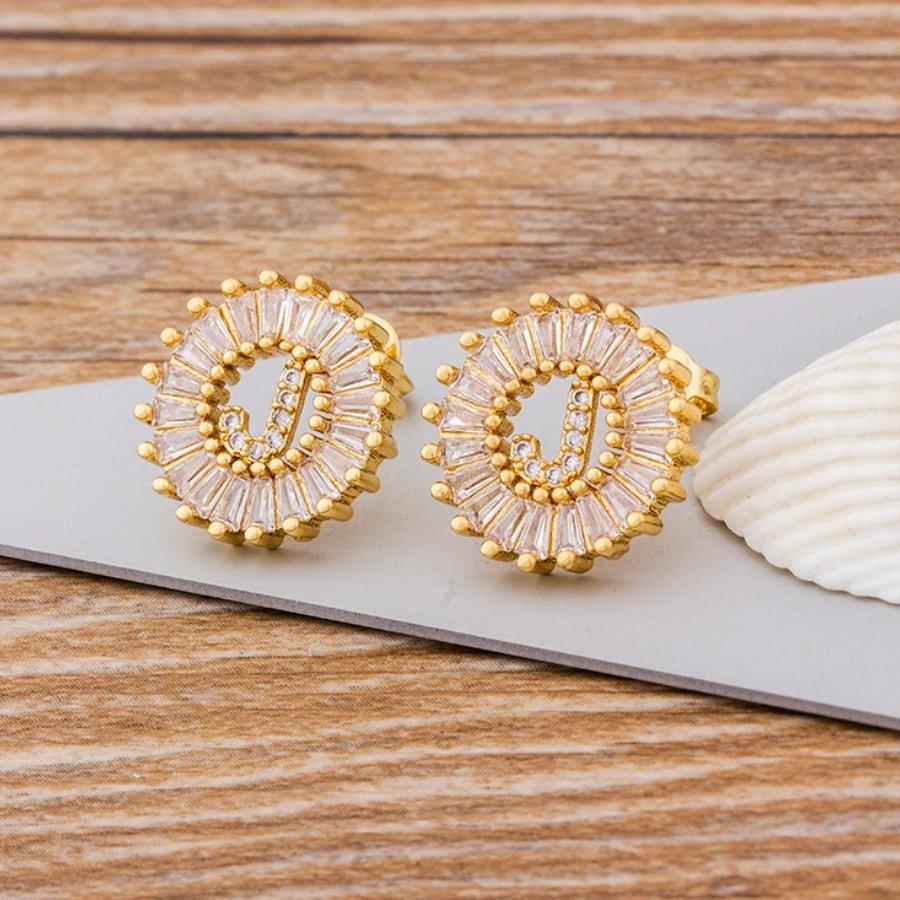 Personalisierte A-Z Buchstaben Initialen Strass Ohrringe