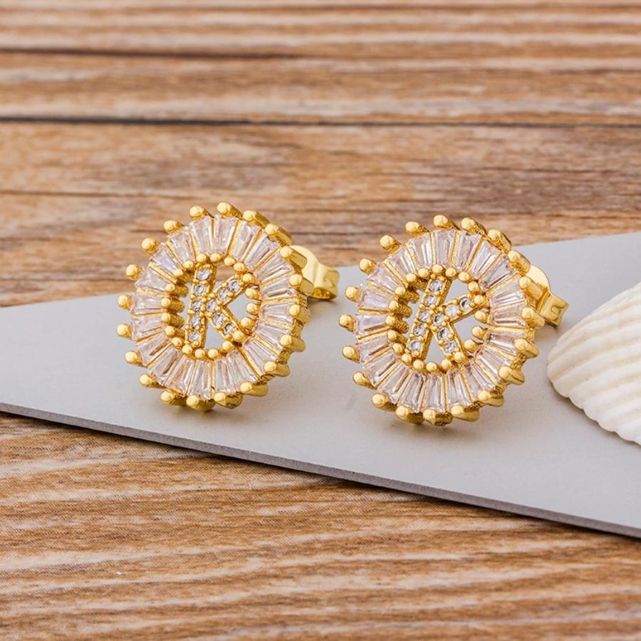 Personalisierte A-Z Buchstaben Initialen Strass Ohrringe