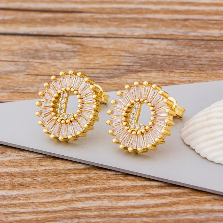 Personalisierte A-Z Buchstaben Initialen Strass Ohrringe