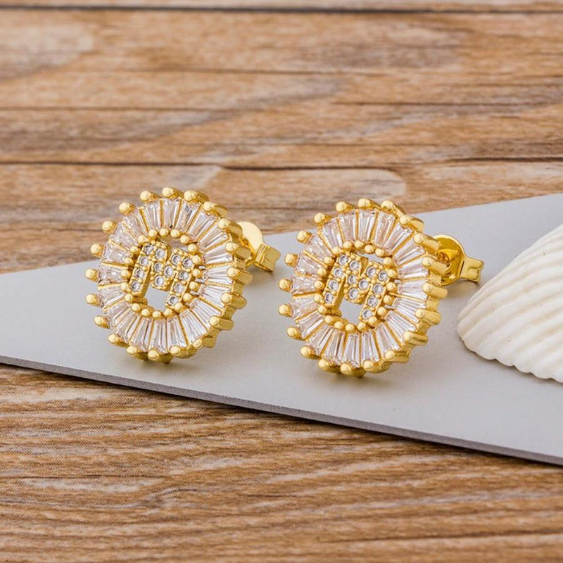 Personalisierte A-Z Buchstaben Initialen Strass Ohrringe