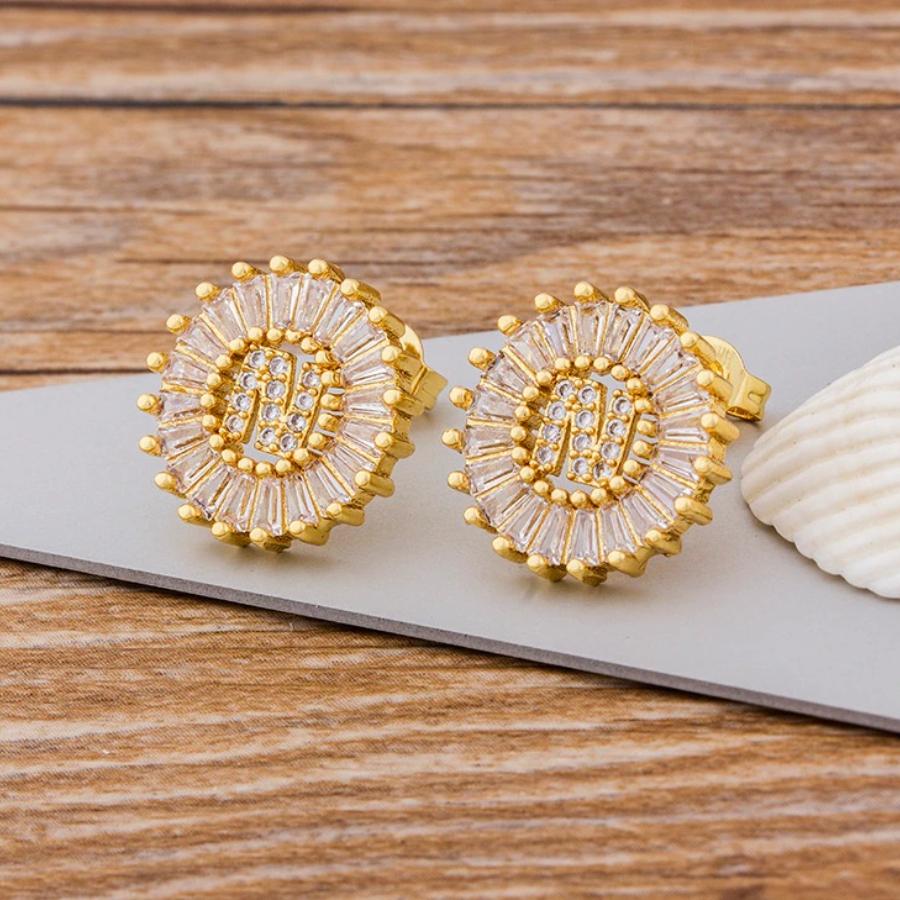 Personalisierte A-Z Buchstaben Initialen Strass Ohrringe